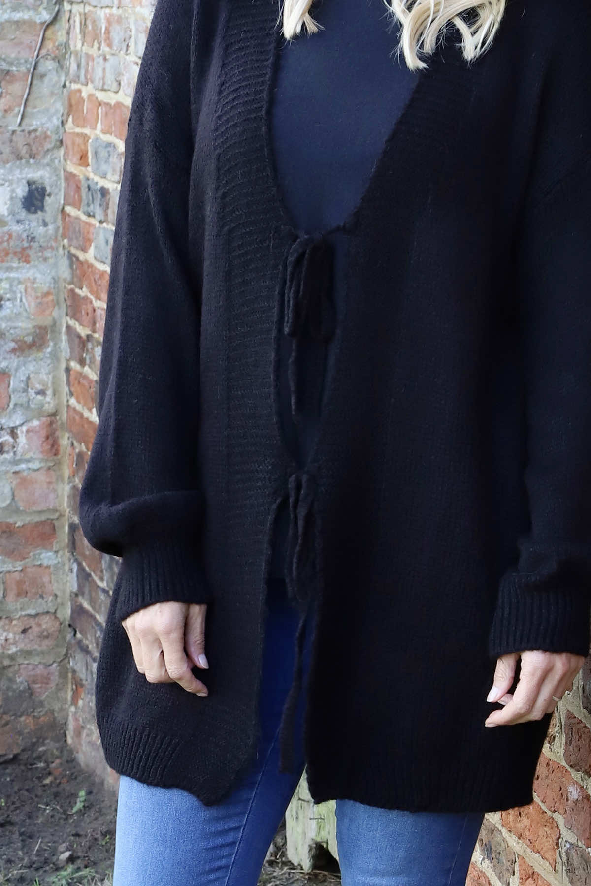 Brooklyn Tie Knitted Cardigan Black