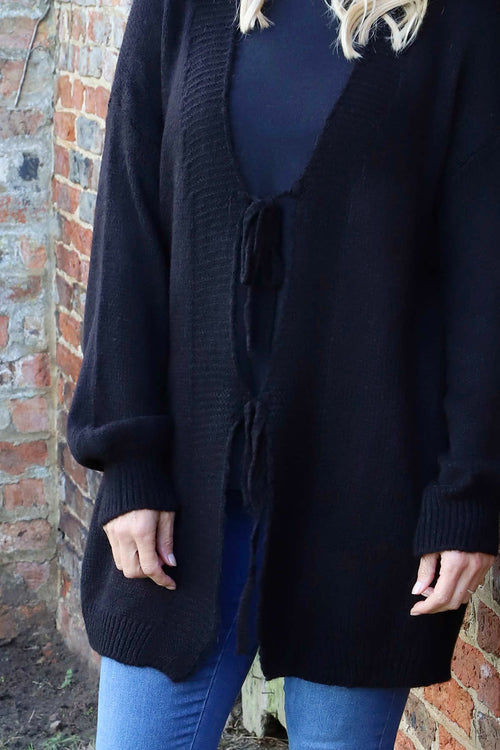 Brooklyn Tie Knitted Cardigan Black - Image 3