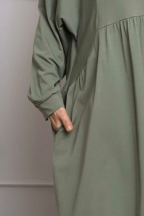 Eliza Cotton Dress Khaki - Image 3