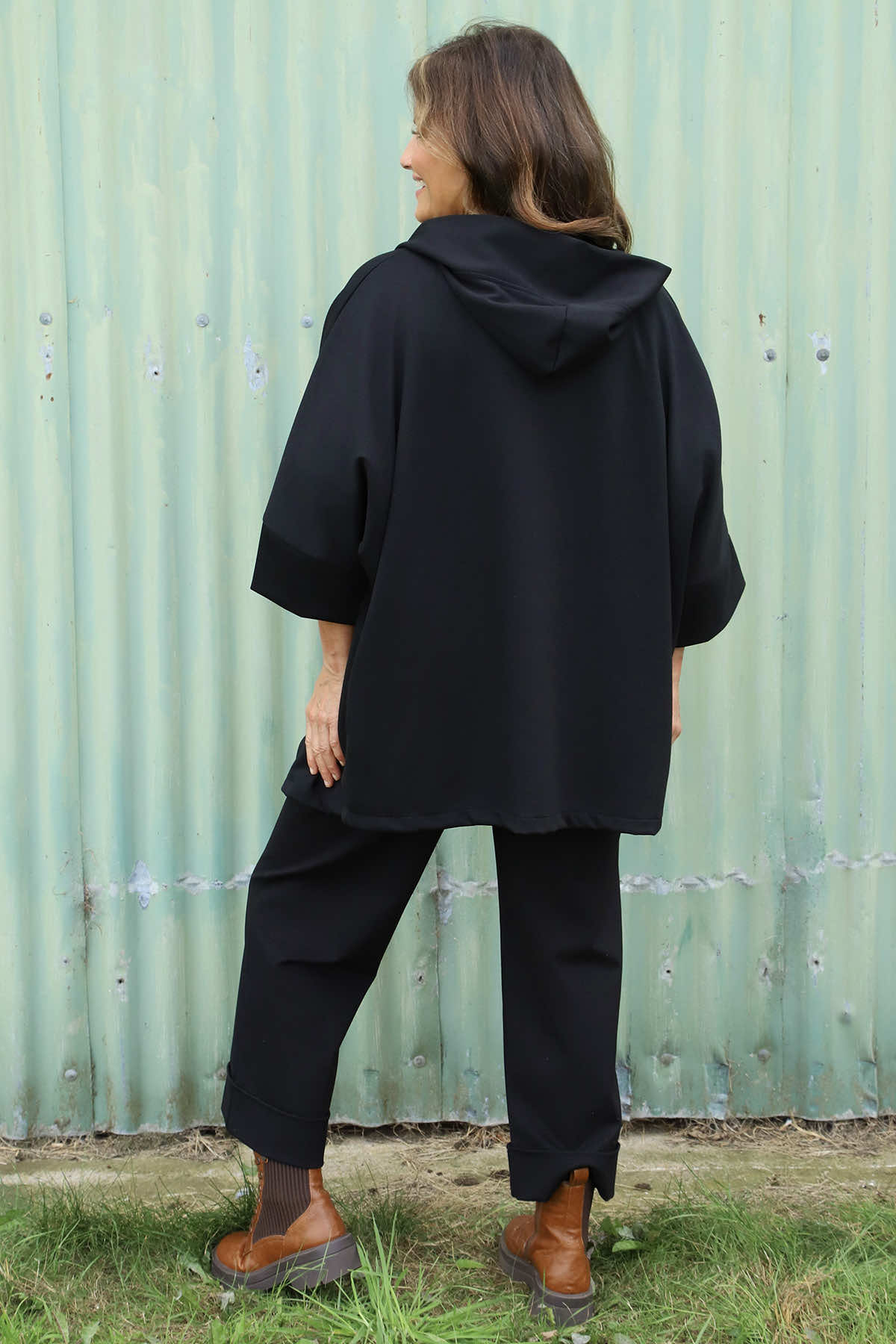 Marjorie Zip Hooded Jacket Black