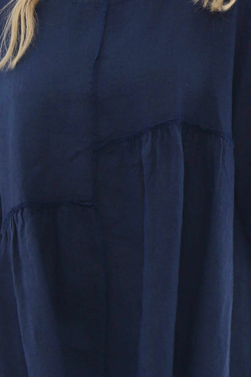 Langford Linen Tunic Dress Navy - Image 7