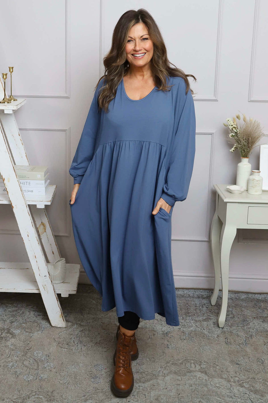 Eliza Cotton Dress Blue