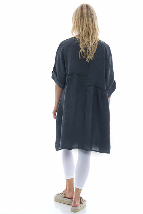 Langford Linen Tunic Dress Charcoal - Image 8