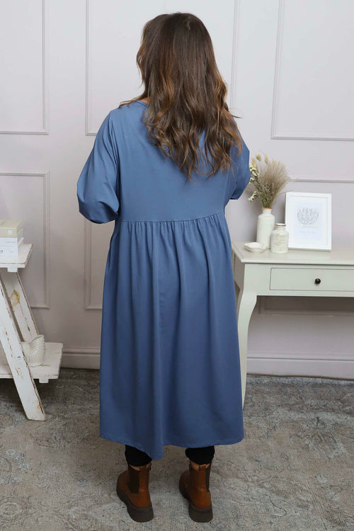 Eliza Cotton Dress Blue - Image 4
