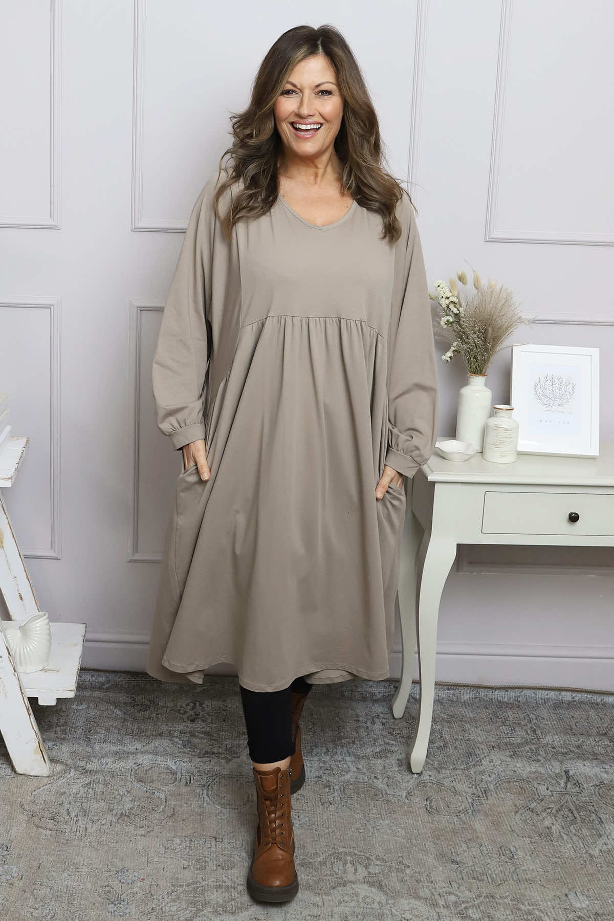 Eliza Cotton Dress Mocha