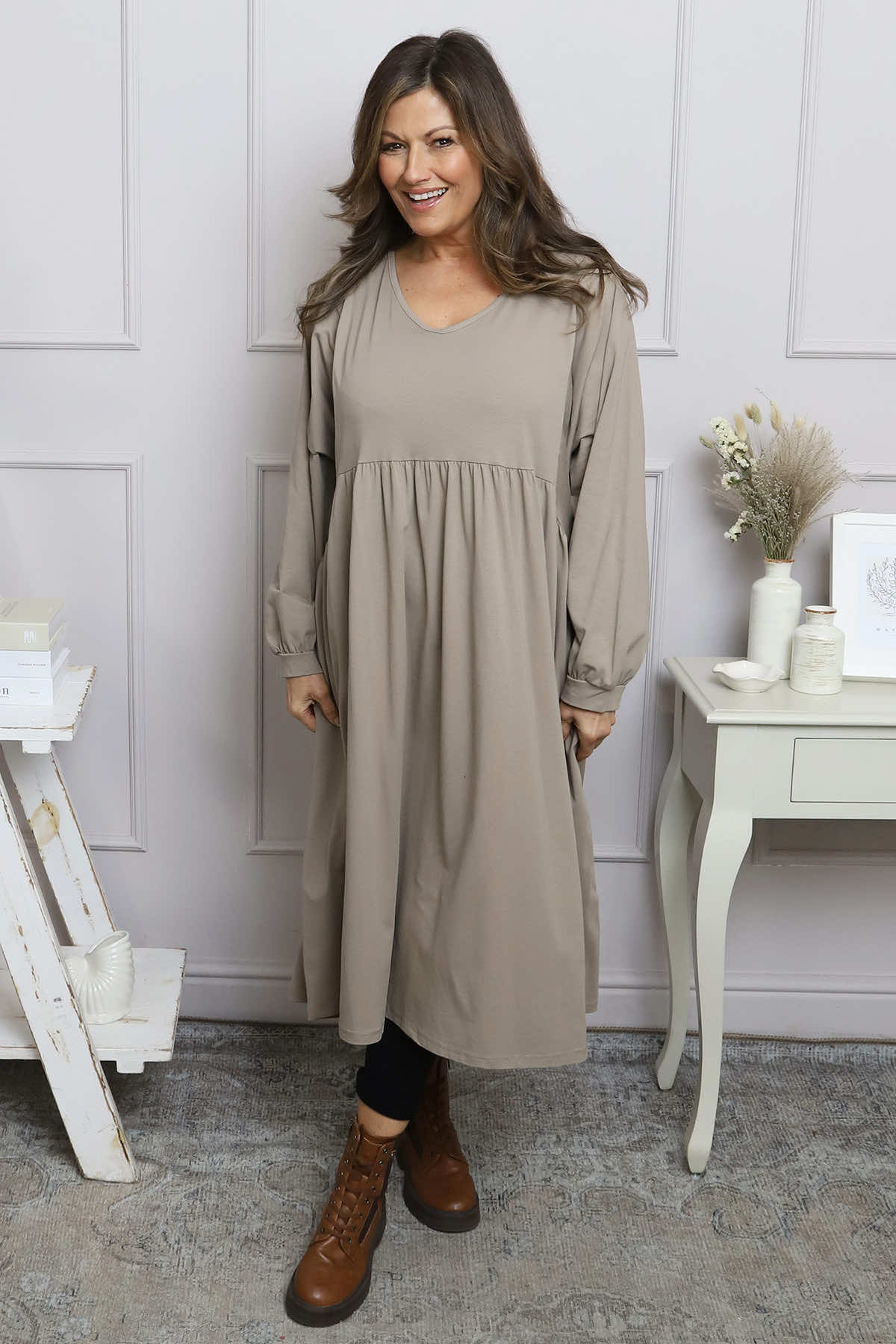 Eliza Cotton Dress Mocha