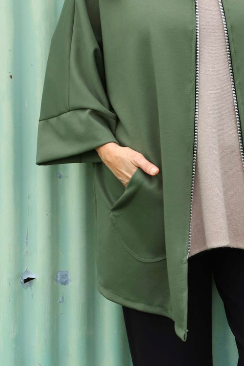 Marjorie Zip Hooded Jacket Khaki - Image 3