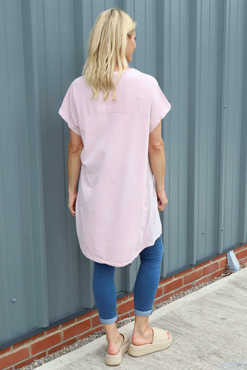 Letitia V-Neck Cotton Tunic Pink - Image 4