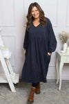 Eliza Cotton Dress Navy