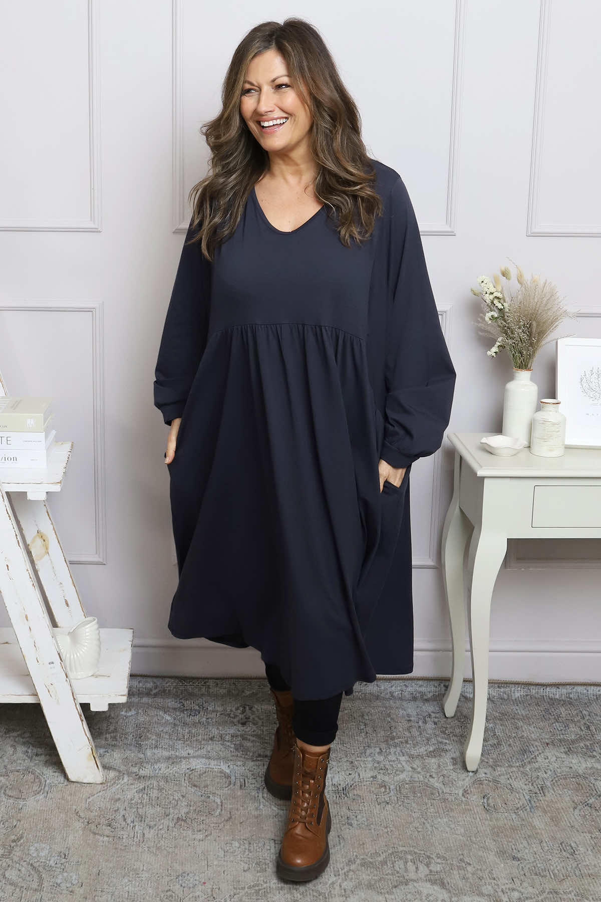 Eliza Cotton Dress Navy