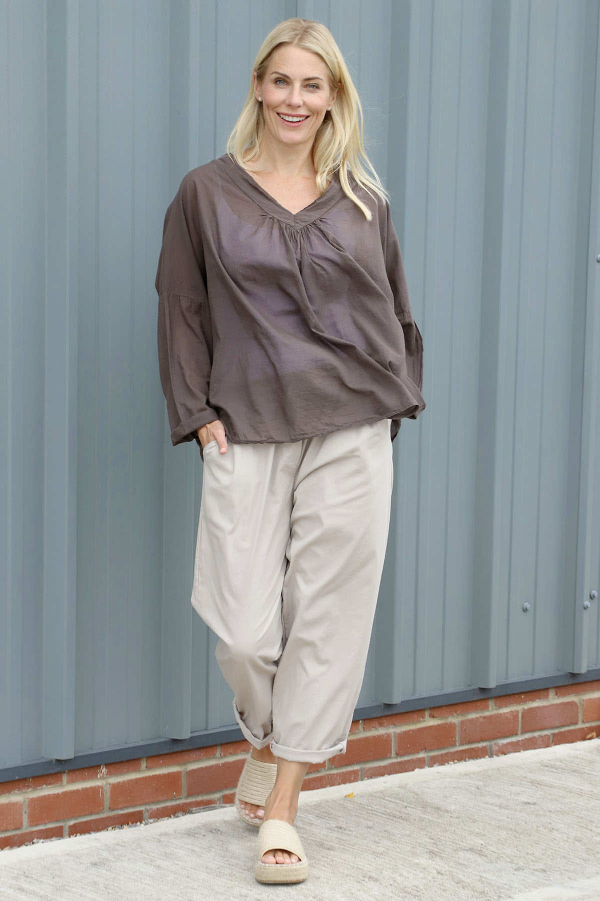 Bethany Cotton Trousers Stone