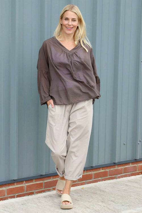 Bethany Cotton Trousers Stone - Image 6