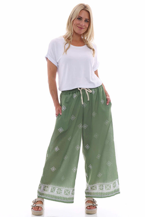 Fazara Print Trousers Khaki - Image 2