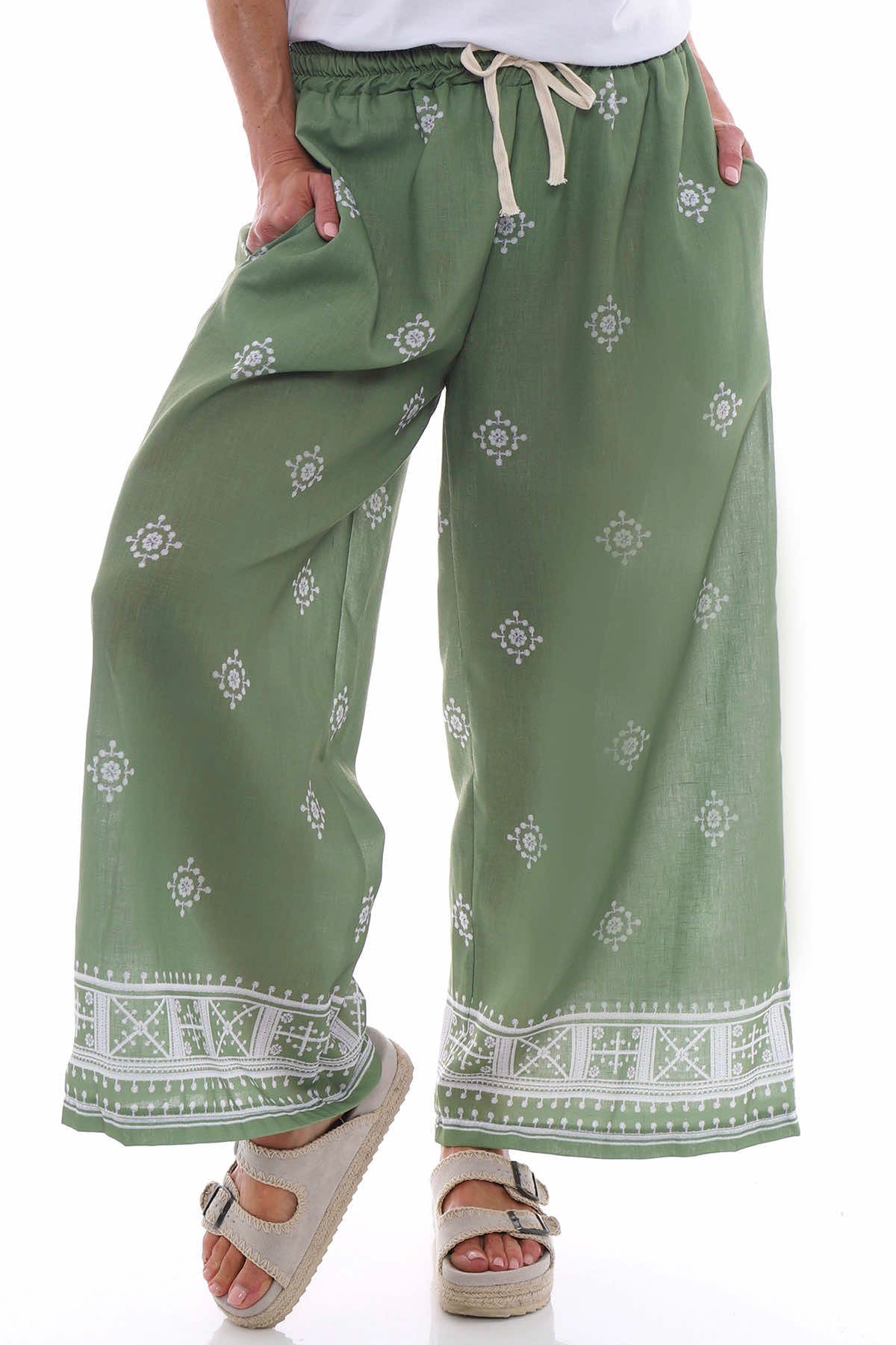 Fazara Print Trousers Khaki
