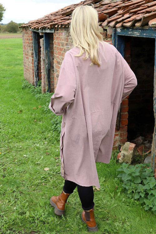 Esther Button Detail Needlecord Dress Mauve - Image 4