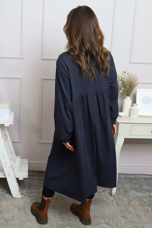 Eliza Cotton Dress Navy - Image 4