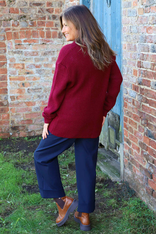 Belinda Knitted Cardigan Wine - Image 4
