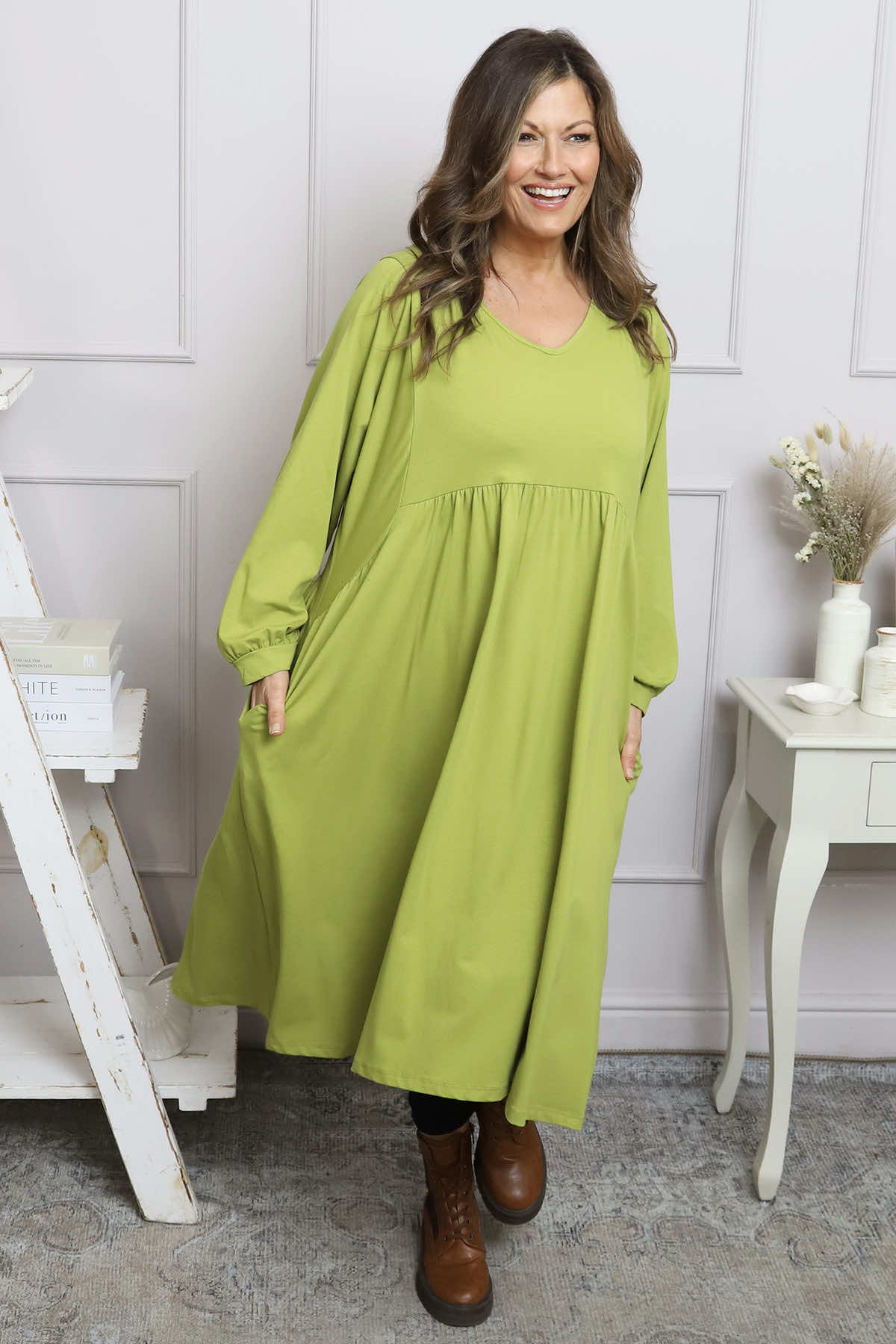 Eliza Cotton Dress Lime