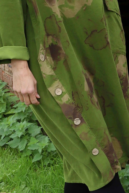 Esther Button Detail Needlecord Dress Olive - Image 3