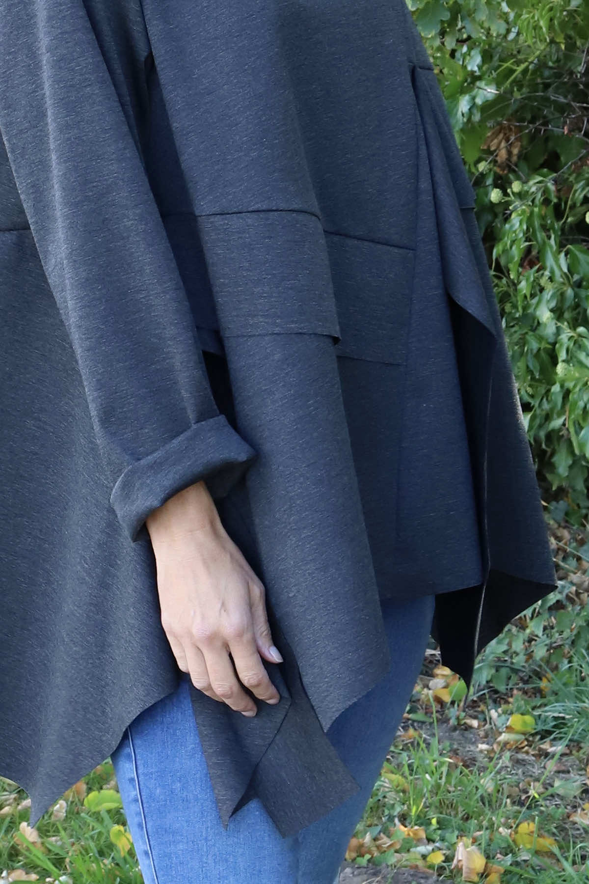 Shannon Seam Detail Top Marl Charcoal