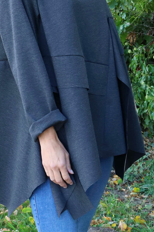 Shannon Seam Detail Top Marl Charcoal - Image 3