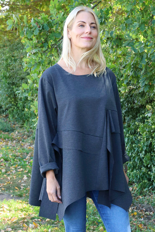 Shannon Seam Detail Top Marl Charcoal - Image 1