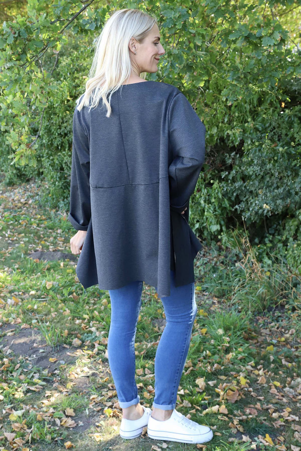 Shannon Seam Detail Top Marl Charcoal