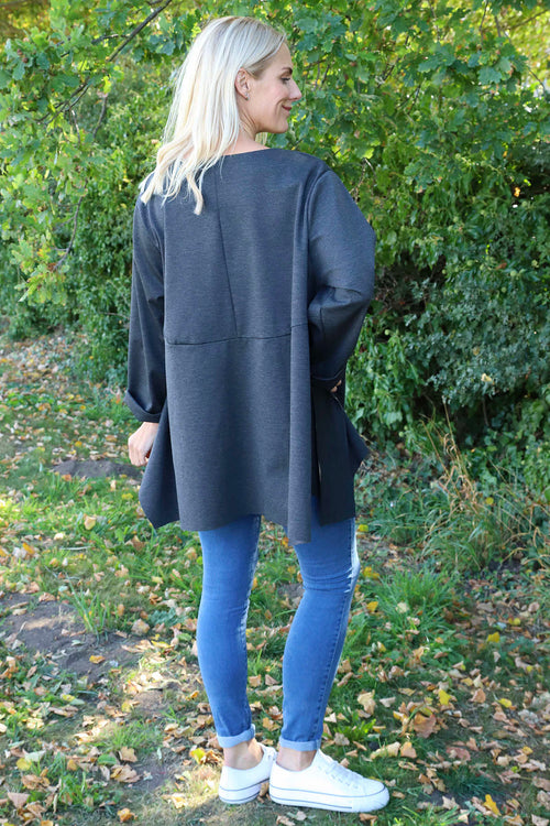 Shannon Seam Detail Top Marl Charcoal - Image 4