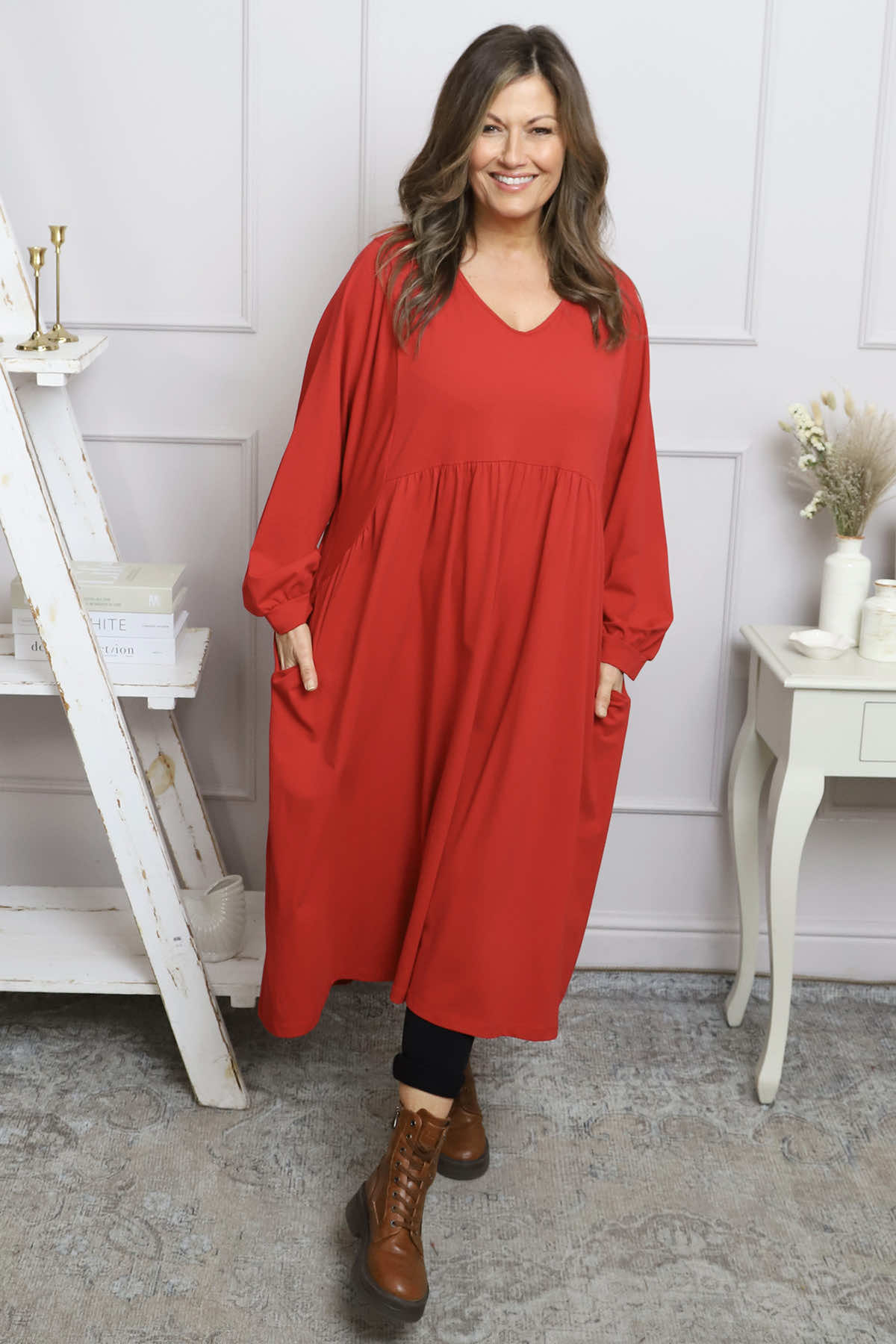 Eliza Cotton Dress Red