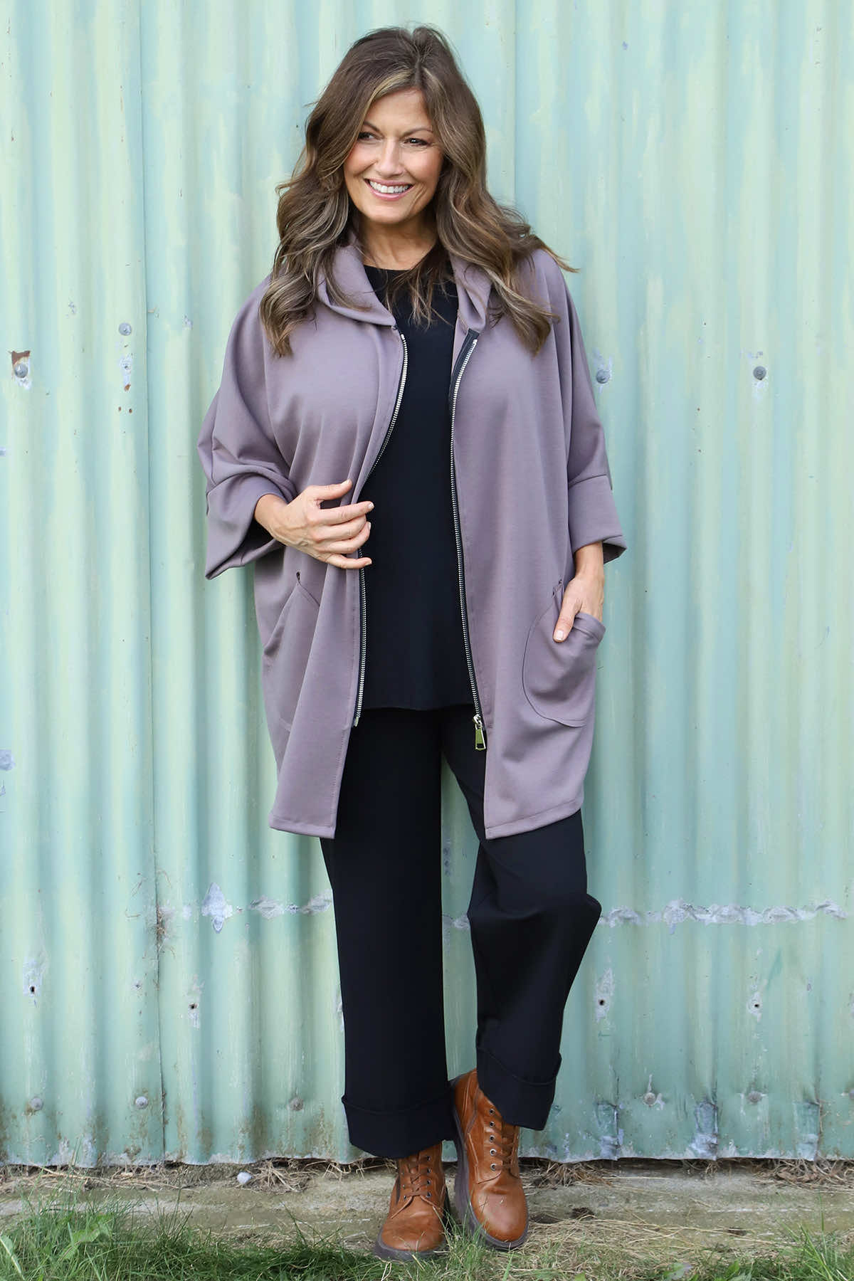 Marjorie Zip Hooded Jacket Mocha