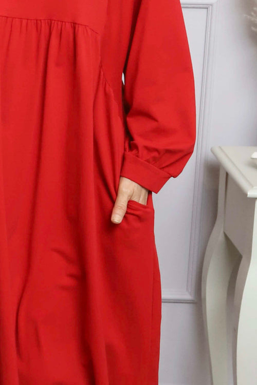 Eliza Cotton Dress Red - Image 3