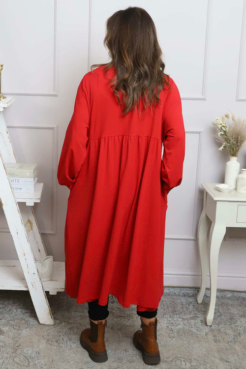 Eliza Cotton Dress Red - Image 4