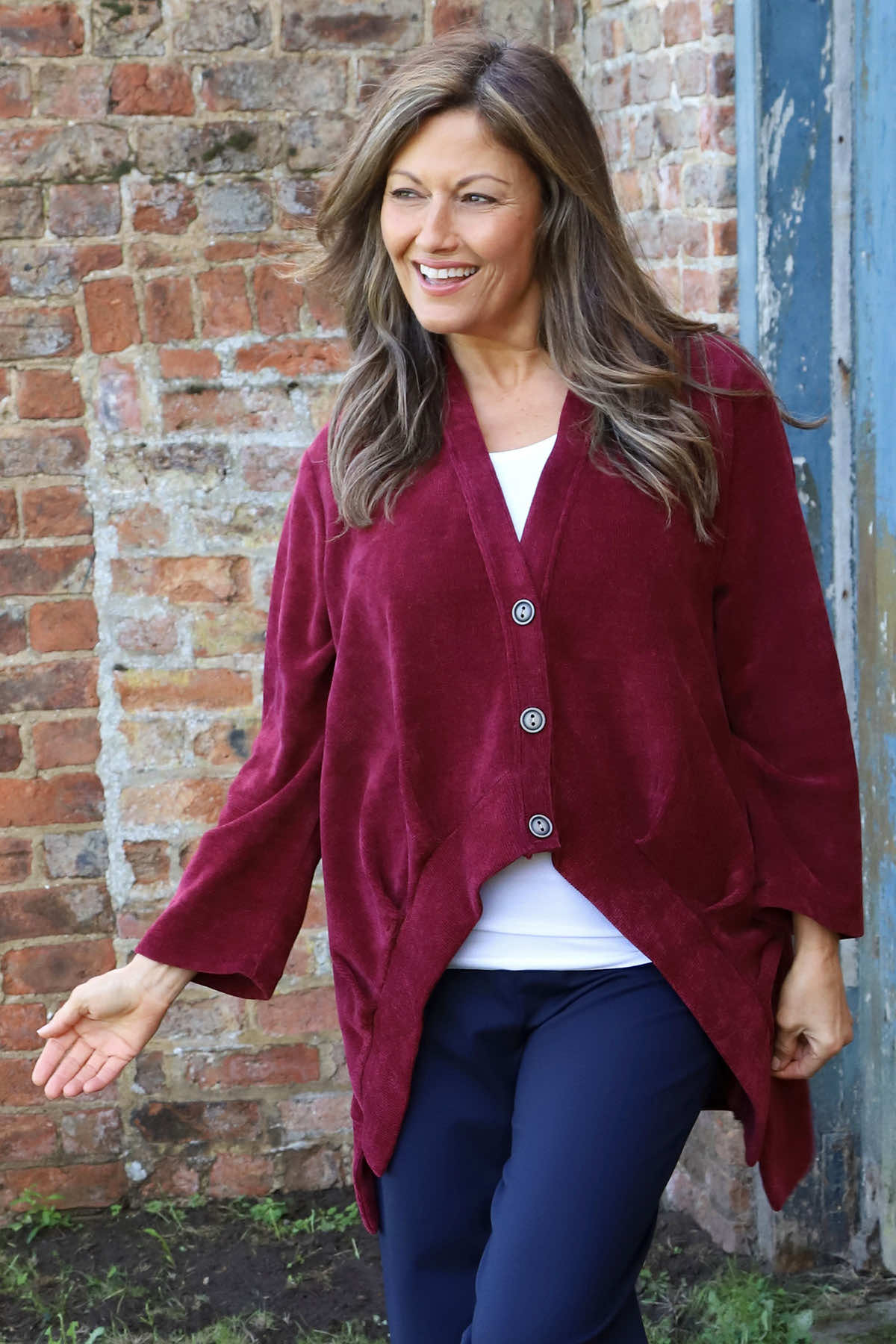 Evangeline Cord Button Top Wine