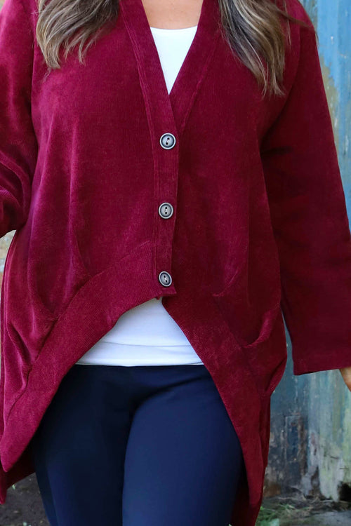 Evangeline Cord Button Top Wine - Image 3