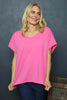 Tova V-Neck Cotton Top Fuchsia