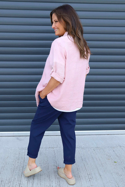 Francine Drape Front Linen Jacket Pink - Image 4