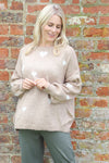 Valentina Heart Knitted Jumper Camel