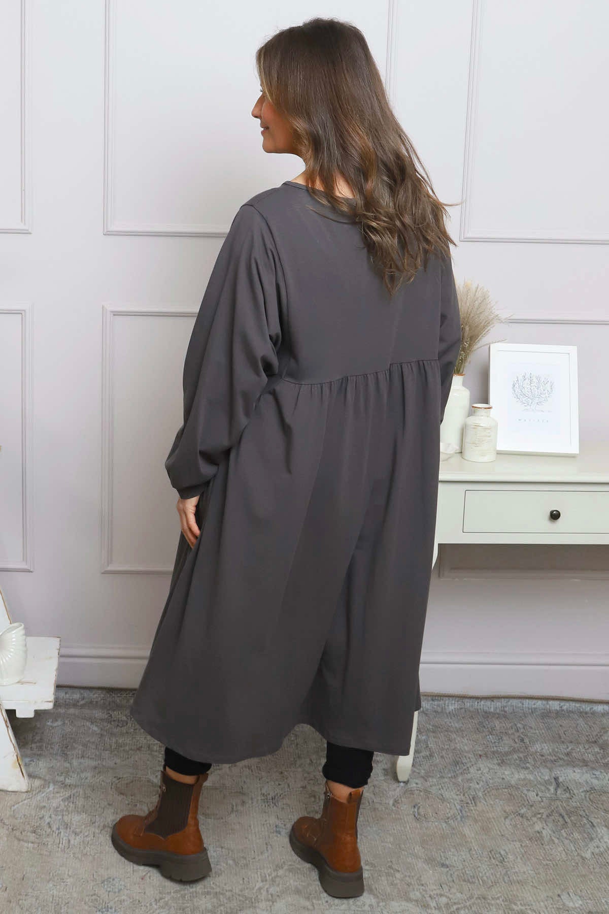 Eliza Cotton Dress Charcoal