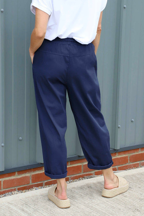 Bethany Cotton Trousers Navy - Image 4