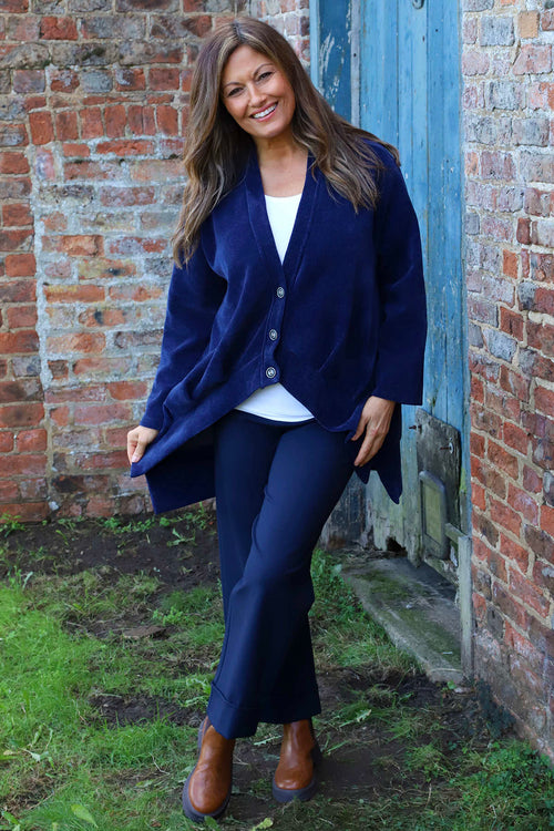 Evangeline Cord Button Top Navy