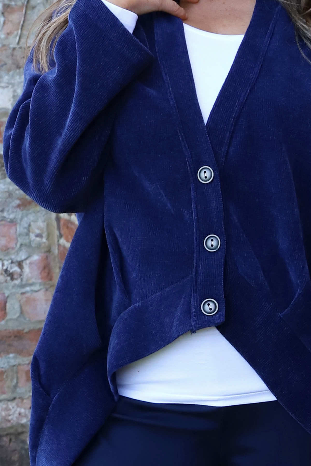 Evangeline Cord Button Top Navy