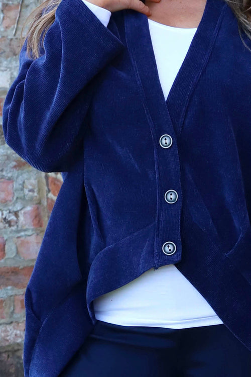 Evangeline Cord Button Top Navy - Image 3