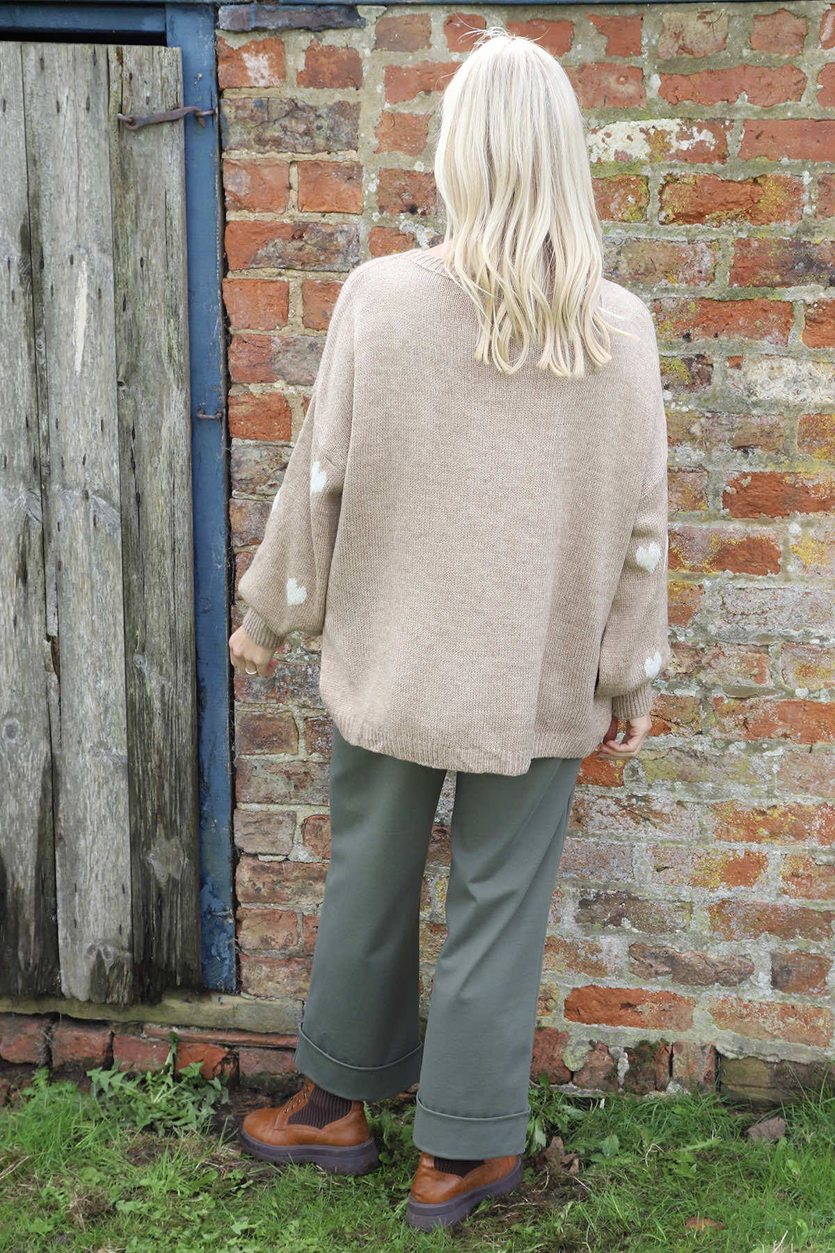 Valentina Heart Knitted Jumper Camel