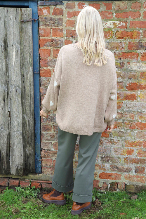 Valentina Heart Knitted Jumper Camel - Image 4