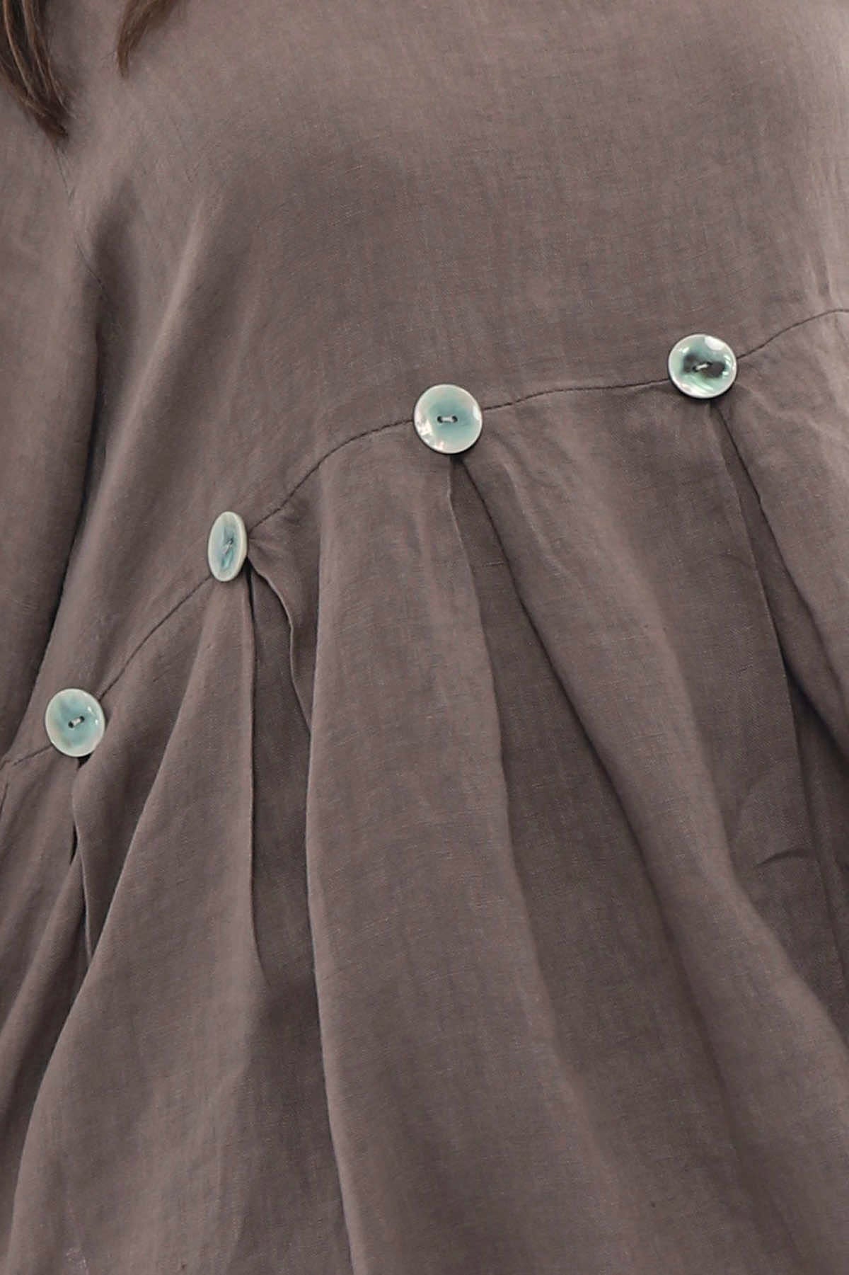 Cromer Button Detail Linen Dress Mocha