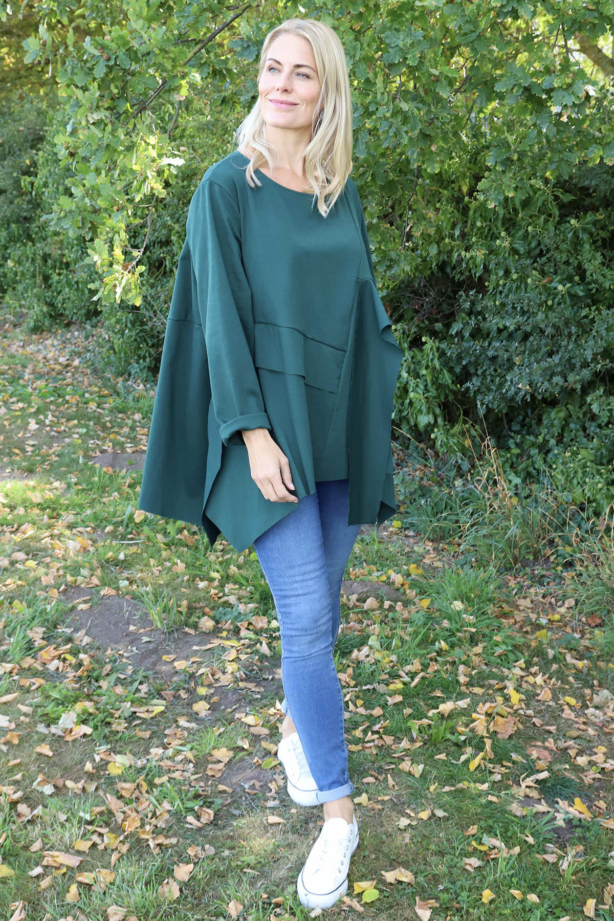 Shannon Seam Detail Top Bottle Green