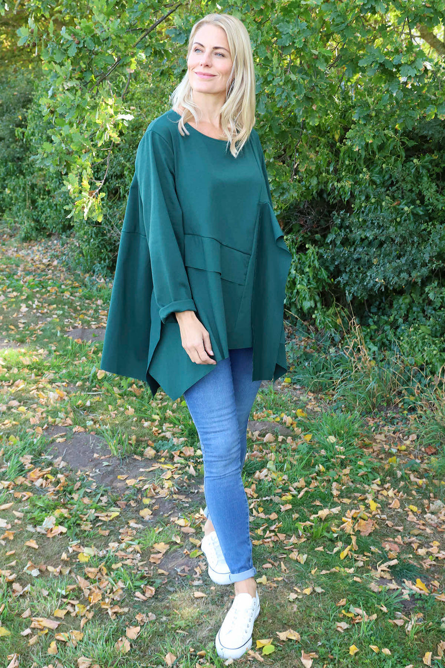 Shannon Seam Detail Top Bottle Green