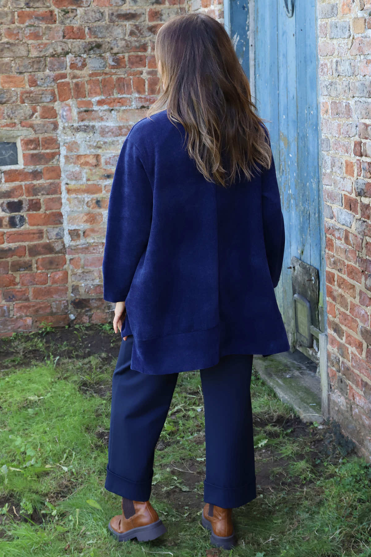 Evangeline Cord Button Top Navy