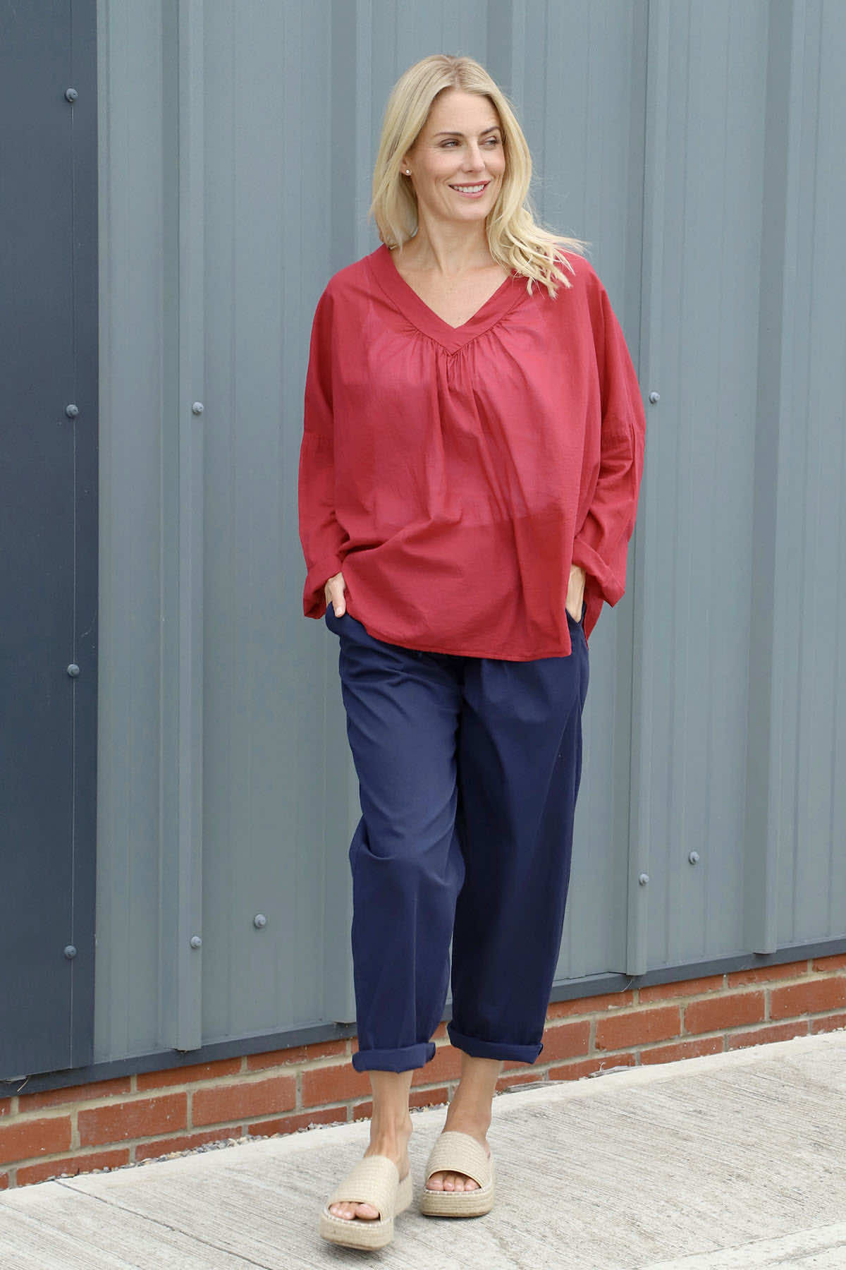 Bethany Cotton Trousers Navy