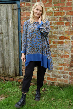 Tamika Leopard Print Cotton Top Cobalt